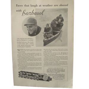 Vintage 1932 Barbasol Shave Cream Laugh at Weather Ad Advertisement